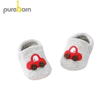 Pureborn Новорожденные ползунки детские носки обувь унисекс для малышей Первые ходунки Нескользящие теплые детские туфли
