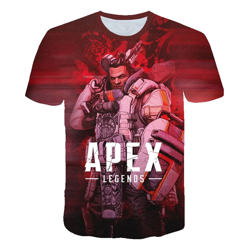 Новые популярные футболки Apex Legends летняя футболка с короткими рукавами для детей футболка для мальчиков и девочек дышащий топ с 3D Дизайном Apex Legends