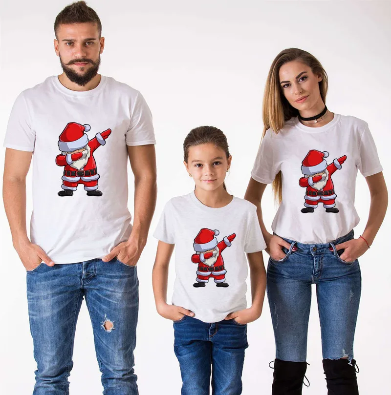 Camiseta de Papá Noel Ropa a juego para la familia Ropa navideña para papá, mamá y yo Camiseta Ropa navideña Camiseta de manga corta