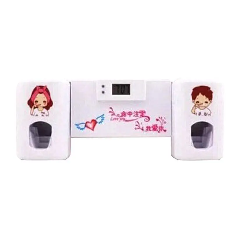 Домашний Многофункциональный полезный Автоматический Дозатор зубной пасты и 5 настенная подставка для зубных щеток комплекты с цифровым дисплеем часы