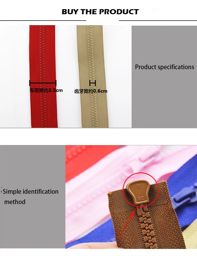 Description Picture 2 of item5# Open-end Double Slider Length Zipper Resin Zipper Down Jacket Overcoat Zipper Clothing Accessories 80cm/100cm/120cm/150cm