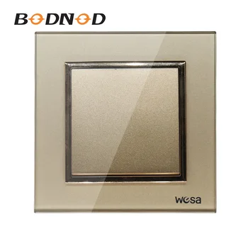 

New Hot Sale EU Standard Wall Switch Luxury Gold Crystal Glass, 1 Gang 1 Way Plastic Wall Switch FB-01