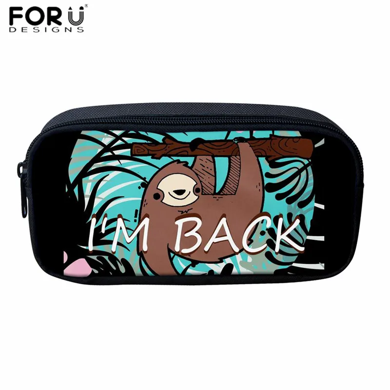 

FORUDESIGNS Kawaii Large Capacity Makeup Bags School Pencil Cases Creative Print Sloth Pen Pouch Office Stationary Supplies