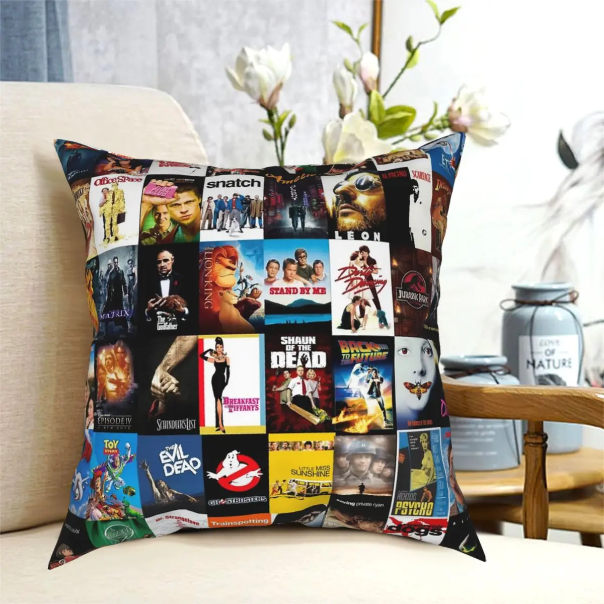 

Movie Square Pillowcase Printed Zip Decorative Pillow Case for Room Cushion Cover