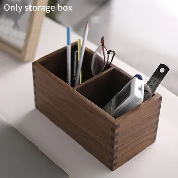 

Desk Organizer Wooden Storage Box Hotel Pen Holder Restaurant Home Office Desktop Debris Rack Home Decoration