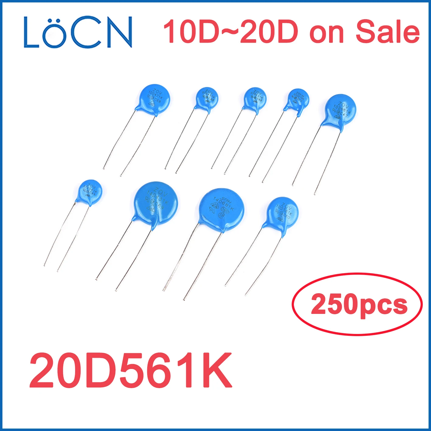 

250PCS Varistor 20D 20D561K 20mm 560V 561 VDR Mass Lot LoCNService 10D 14D