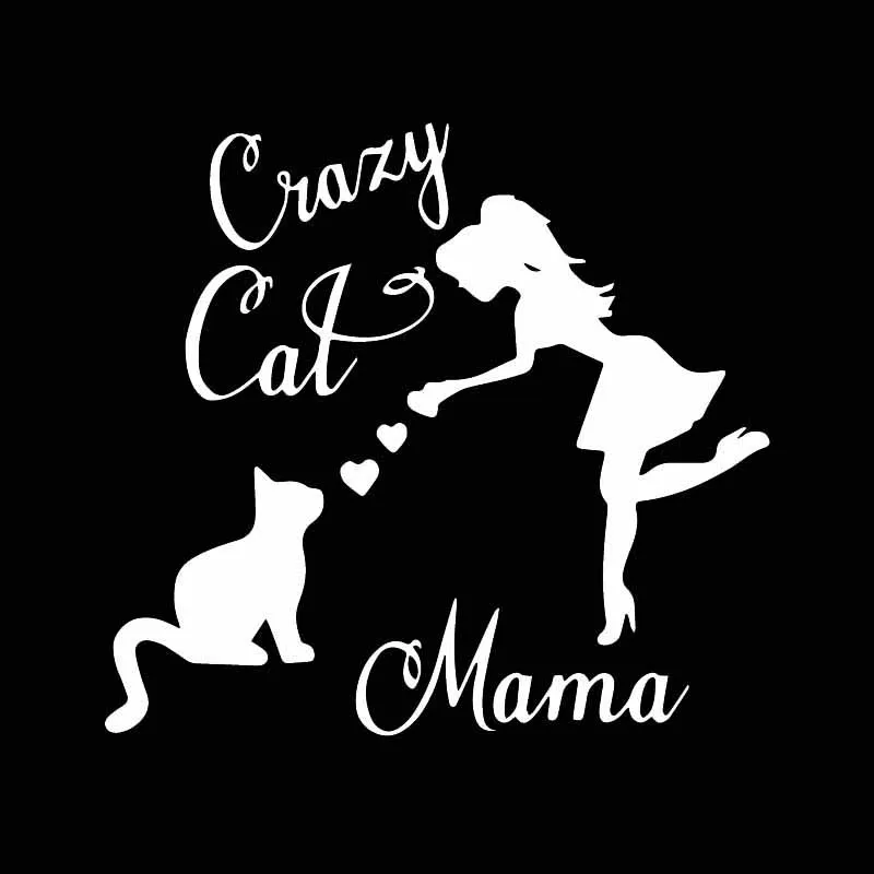 

Car Sticker Crazy Cat Mama Car Sticker Cat Mama Cat Lady Black/silver PVC Window Decals 15.5X14.4CM
