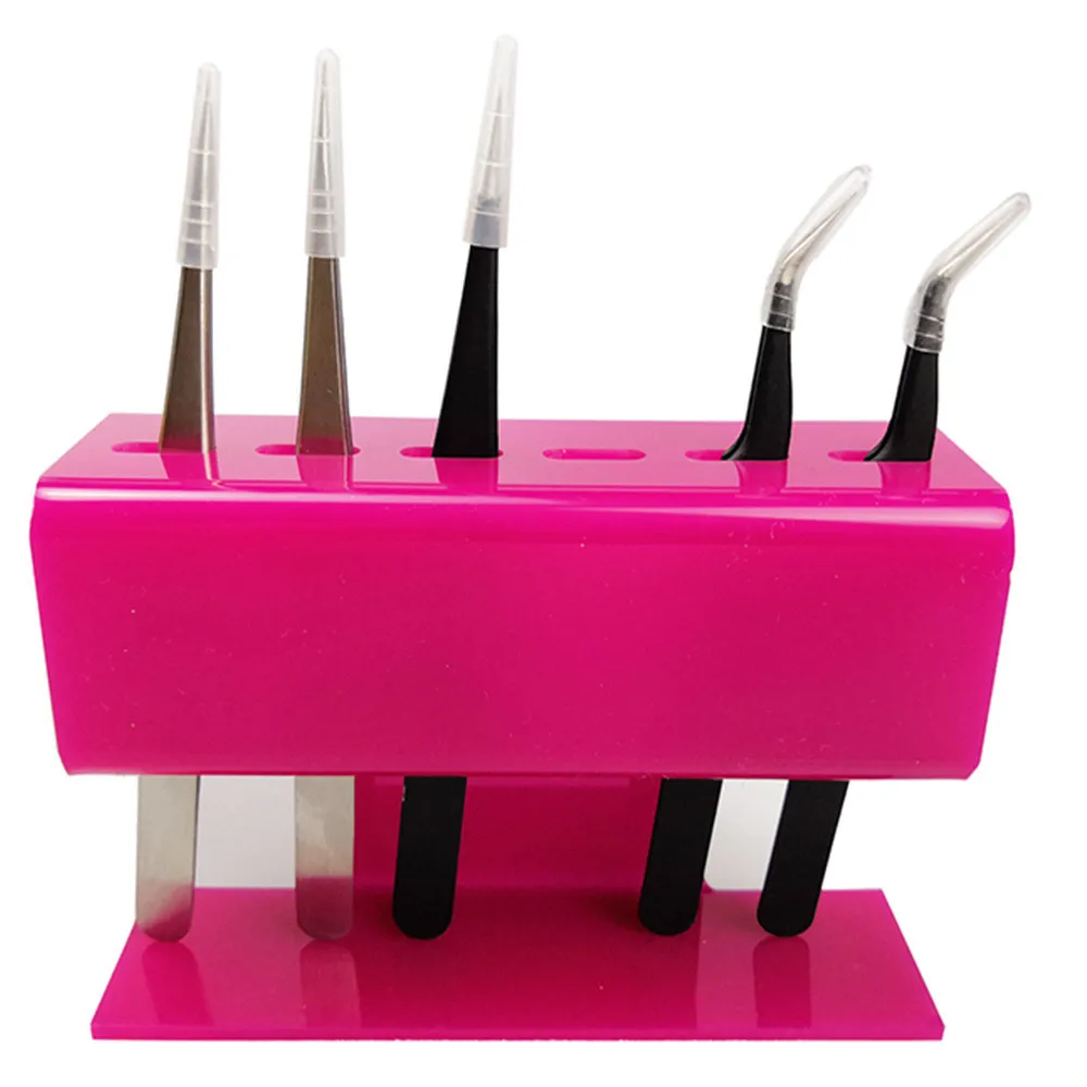 

1 Set Acrylic Eyelash Tweezer Storage Holder 6Pcs Durable Convenient Tweezers Stand Shelf Holder Eyelashes extension Makeup Tool