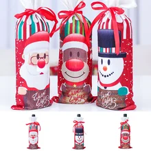 Бутылка шампанского крышка Xmas ткань Платье с изображением снеговика старые дома вечерние шнурок сумка для бутылок Крышка для Рождества