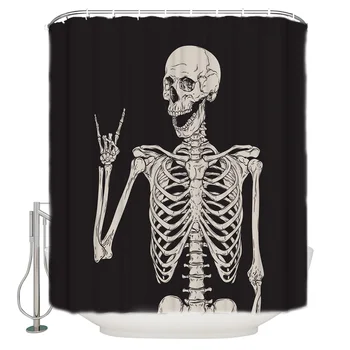 

Bones Shelf Art Gesture Retro Shower Curtain Waterproof Bathroom Shower Curtain With Hook Accessory Bathroom Accessories