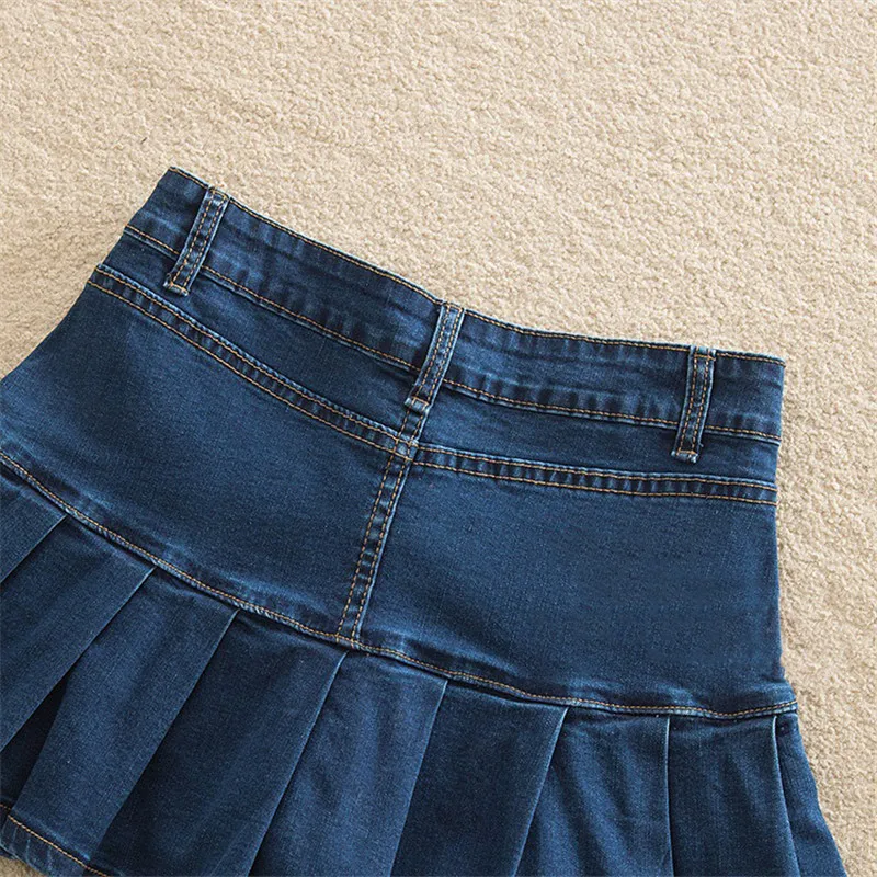Denim Skirt With Ruffles Plus Size Jeans High Waist Pleated Bottom