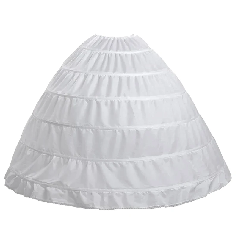 

HHO-Drawstring Wedding Bridal Petticoat Six Hoops Larges Full White