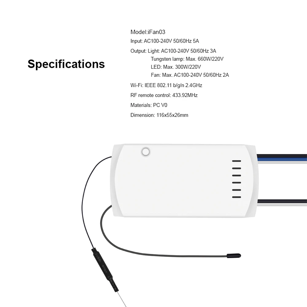 Sonoff IFan03 вентилятор, умный переключатель, конвертирующий вентилятор в приложение Wi-Fi, дистанционное управление, регулировка скорости вентилятора, диммер, контроллер с Alexa Google Home