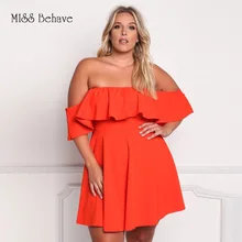 Платье большого размера в европейском и американском стиле, топ-труба с воланами, трикотажное платье li fu kuan