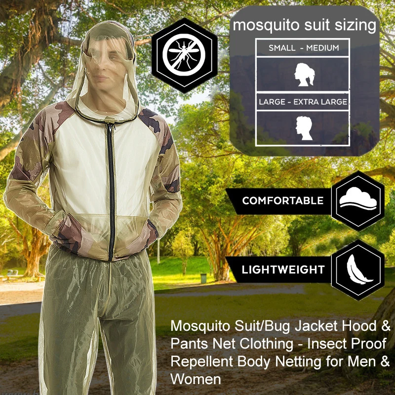Unisex fishing clothes mesh hood mosquito repellent suit anti mosquito clothes insect-proof jacket set for outdoor protection fly fishing clothes