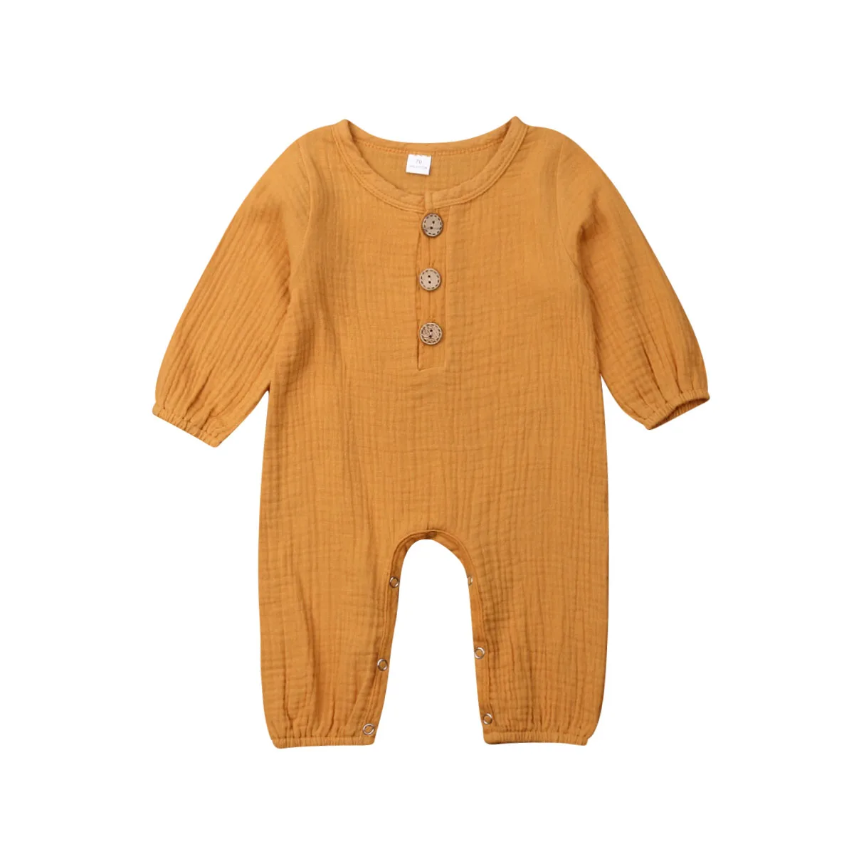 Хлопковый комбинезон для новорожденных девочек и мальчиков, комбинезон, мягкая одежда, одноцветная одежда для детей от 0 до 24 месяцев