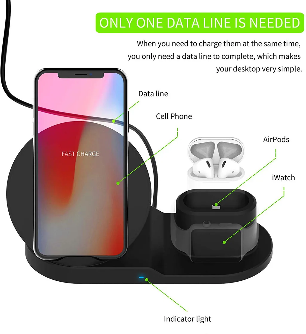 Продукты Qi беспроводной зарядный коврик зарядное устройство для IWatch 5 для док-станции для Iphone 11 Поддержка дропшиппинг