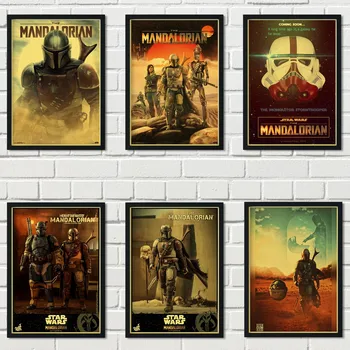 

Home wall art decoration wall sticker retro style kraft paper poster 2020 latest star wars science fiction series poster a85