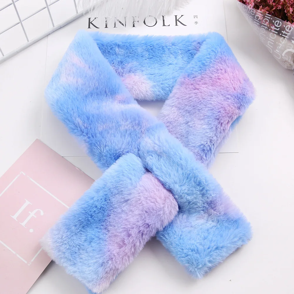 Scsech Winter Hot Children Gradient Scarves Unicorn Earmuffs Pompom Plush Thick Warm Baby Girls Boys Bib Kids Wholesale HAC14 (4)