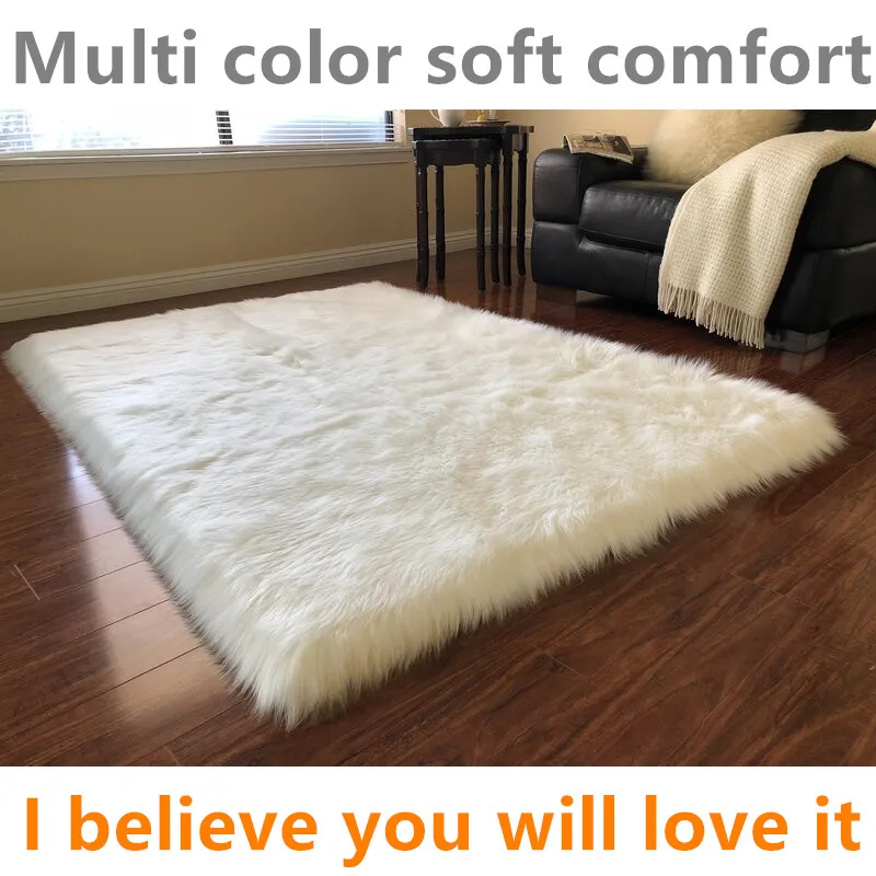 

rug living room carpet rectangular bedroom rugs soft yoga warm pad luxury color Ivory sheepskin carpet Home