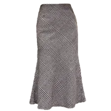 9343 Высокая Женская юбка с разрезом рыбий хвост с высокой талией в черно-белую полоску, длинные юбки с оборками, шикарные официальные женские юбки