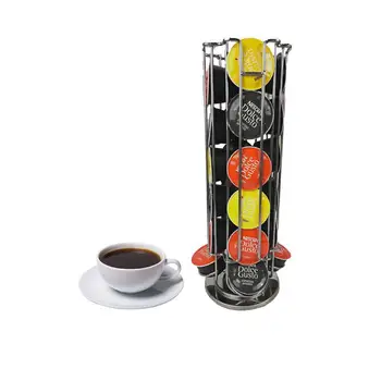 

Rotatable 24 Coffee Capsules Holder Stand Iron Electroplating Space-saving Display Storage Rack