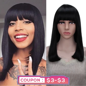 

Medium Straight Synthetic Wigs High Temperature Hair with Fringe/bangs Ombre Red Black Bobo Lolita Cosplay Wigs Classic Plus