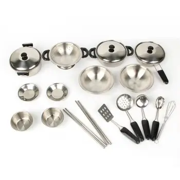 

1 Set Kids Pretend Play Cookware Toy Simulation Kitchen Stainless Steel Mini Pot Pan Cookware Kids Pretend Play Toy