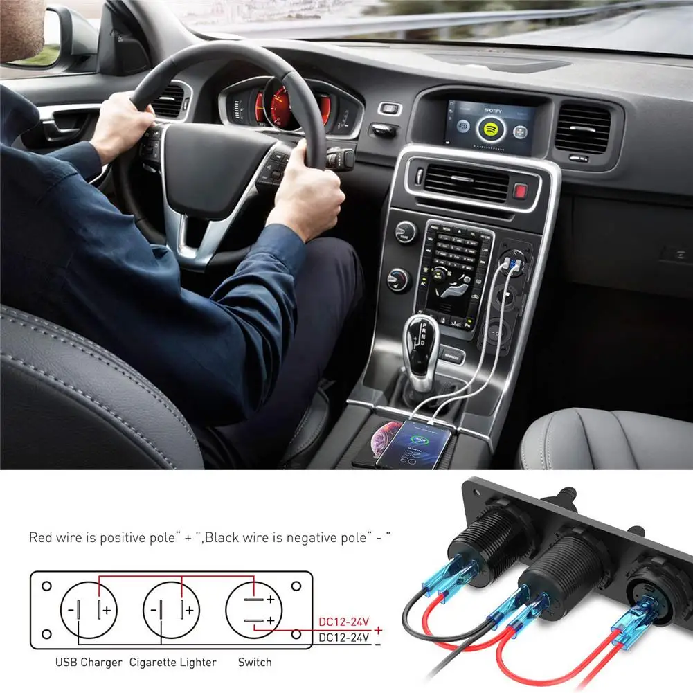 QC3.0 прикуриватель адаптер питания от сети 12 В двойной USB зарядное устройство выход адаптера питания и светодиодный дисплей для автомобиля лодки морской