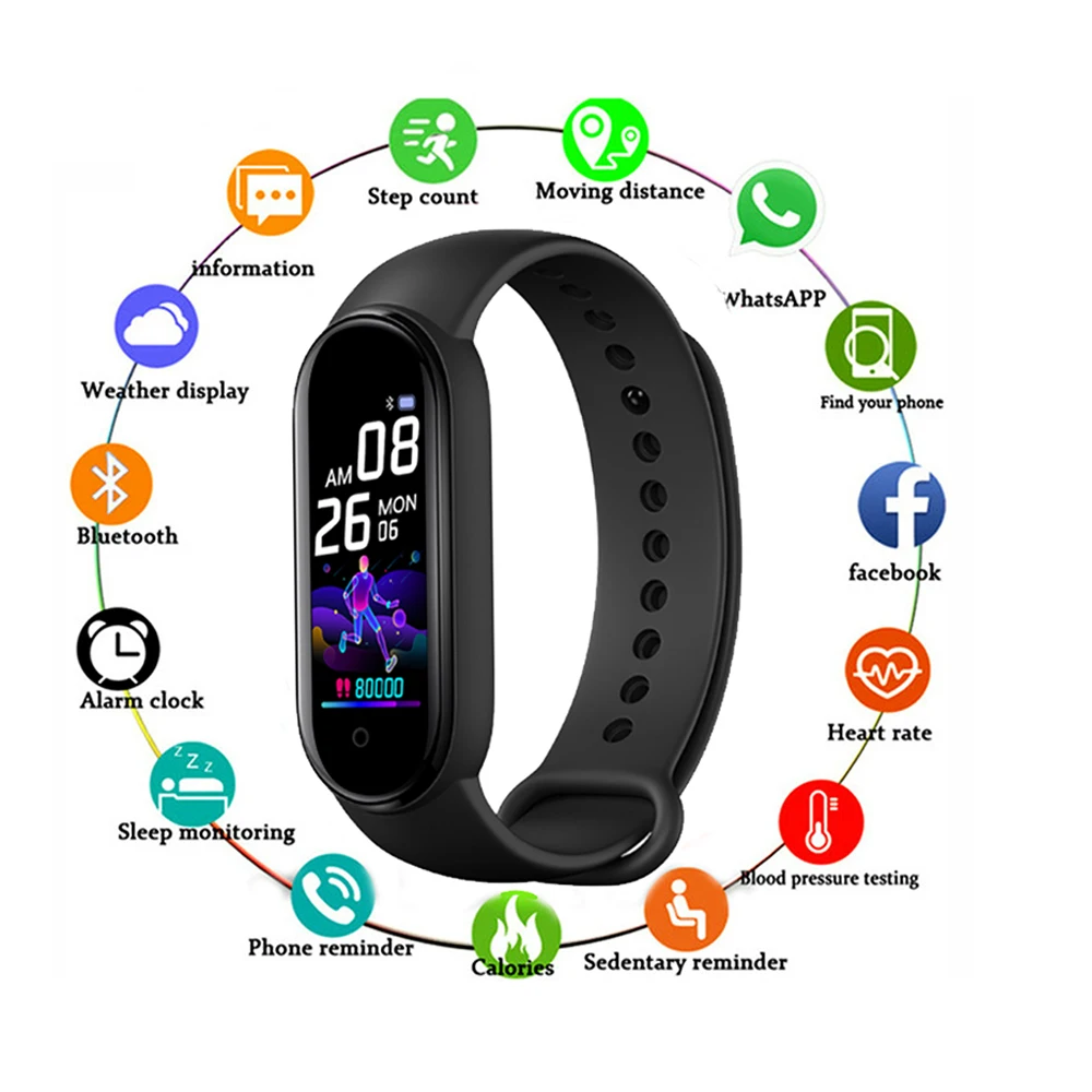 New M5 Smart Band Bluetooth Sport Fitness Tracker Pedometer M5 Smart Watches Men Heart Rate Monitor Call Reminder Smart Bracelet 1