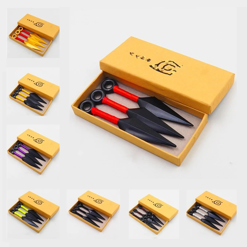Anime Konoha Hatake Kakashi Cosplay Props Kunai Shuriken 8 Colors Throwing Weapons Plastic Darts 3pcs/Set Toy Dagger Accessories |