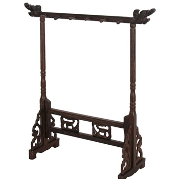 

ELEG-Calligraphy Pen Holder 12 Hook Chicken Wing Wooden Hanging Pen Holder Faucet Handmade Wood Carving Brush Holder