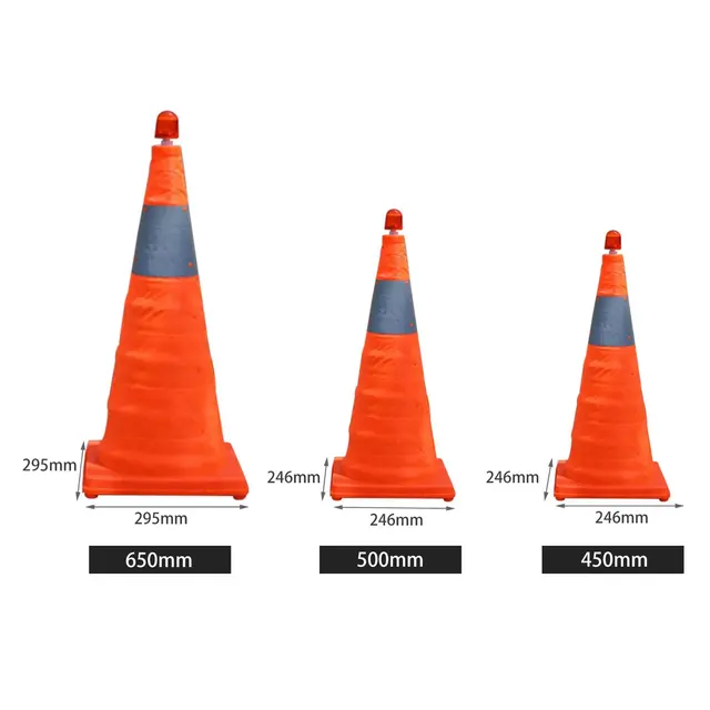 4cm5/50cm/65cm Reflective Traffic Cone NEW Folding Collapsible Orange Road Safety Cone Traffic Pop Up Parking Multi Purpose 6