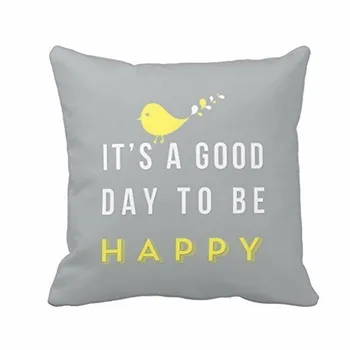 

#L5 Yellow Bird cushion cover Letter Printed Square Throw Pillow Case Gray Cushion Cover Home Decoration drop shipping