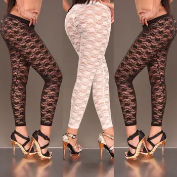 

Sexy Womens Floral Lace Crochet High Waist SKinny Long Leggings Full Flower Slim Leg Full Length Long Leggings Trousers Pantalon
