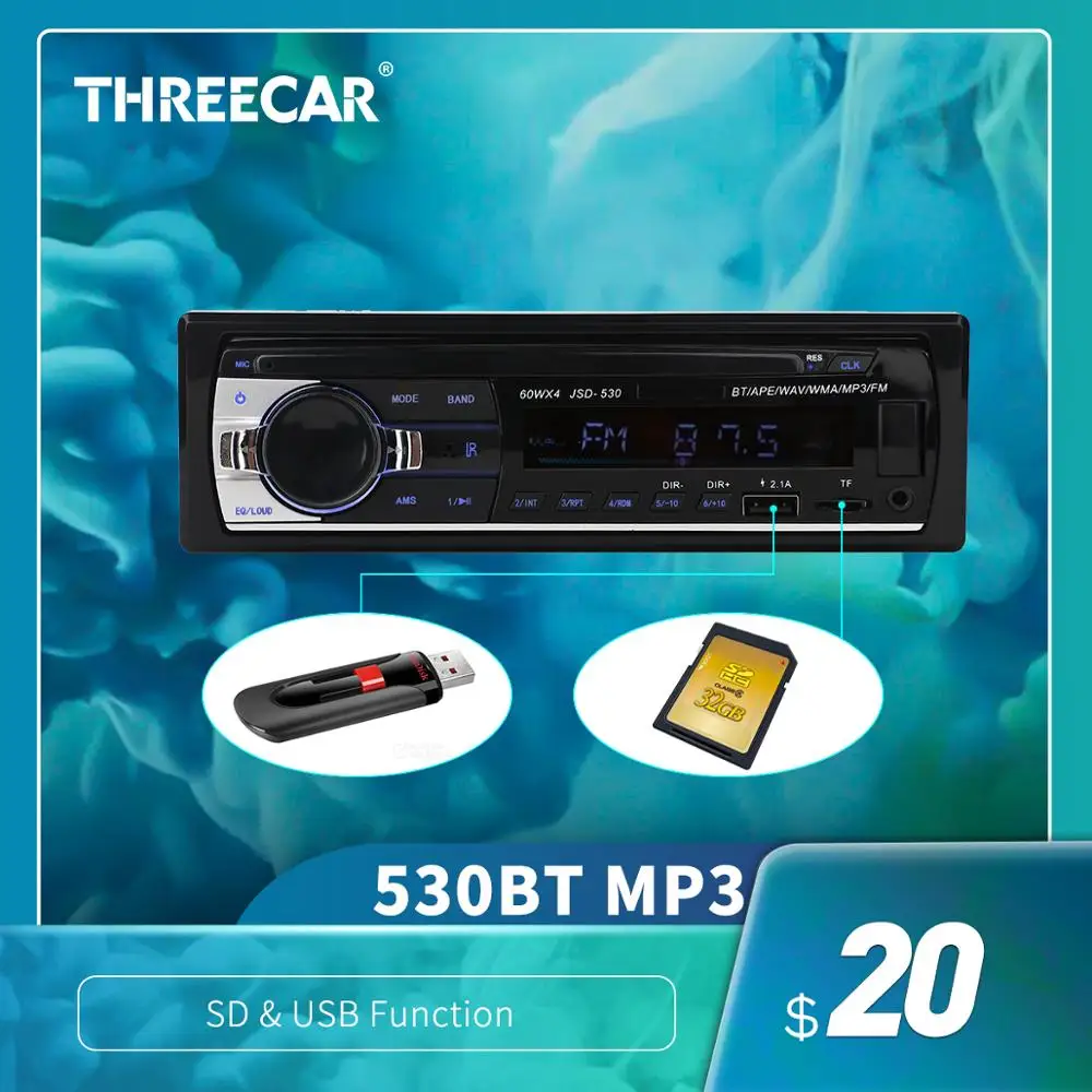 Автомобильный радиоприемник 1 din 530BT автомагнитола стерео FM Bluetooth 2 0 камера