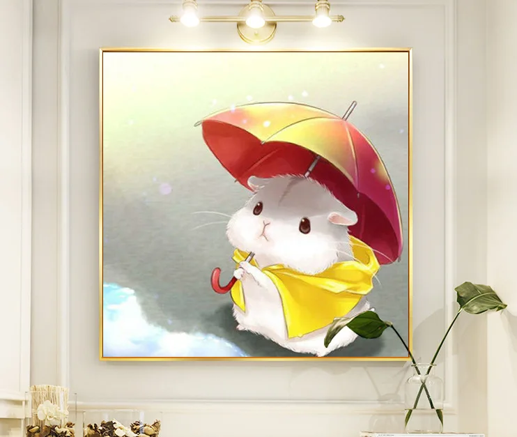 

Hamster Diamond Painted with Diamond Embroidery Cute Cartoon Animal Children Bedroom Stick-on Crystals Cross Stitch 2018 New Sty