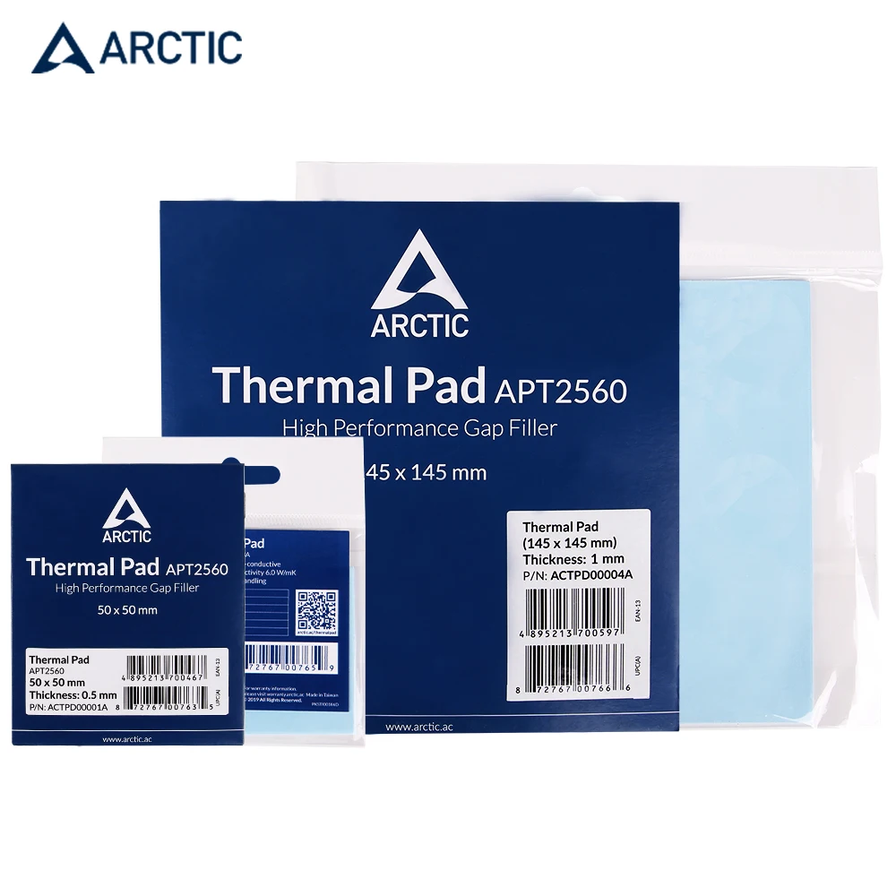 Almohadilla enfriadora de CPU, pasta de grasa térmica ARCTIC, 6,0 W, conductividad mK, 0,5/1,0/1,5mm, disipador de calor, Mat50 x 50MM, 145x145mm, Silicona