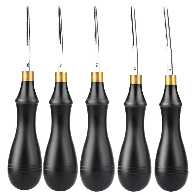 

MIUSIE 1Pcs 0.6/0.7/1.3/1.8/2.25 Black Leather Edge Beveler High Carbon Steel Leather DIY Tools Edge Skiving/Polishing Supplies