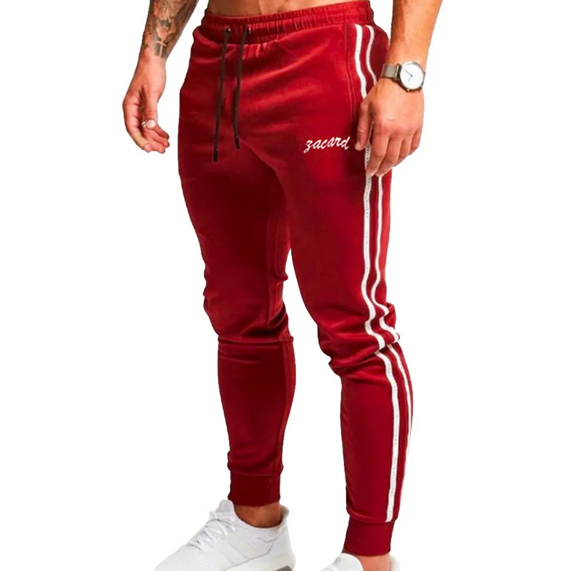 Men's Jogger Sporting Pants Pockets Autumn Winter Sweatpants Classic Casual Black Jogger Sweatpants Breathable Slim Men Trousers - Цвет: Red