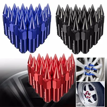 

20pcs M12X1.5 Aluminum 60mm Universal Car Wheels Rims Lug Nuts with Spiked Extended Tuner Blue/Red/Black