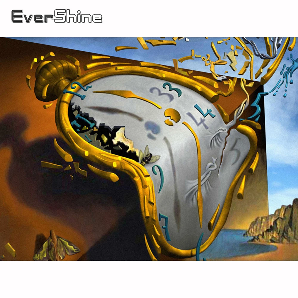 Evershine Алмазная картина часы бусы пейзаж вышивка мультфильм мозаика полный