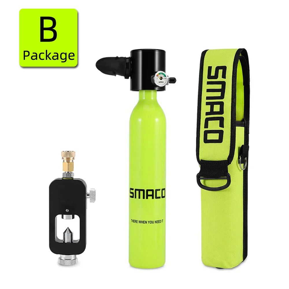 Package B2 SMACO S300 Diving Equipment Mini Scuba Valve 0.5L Diving Cylinder Scuba Oxygen Tank for Snorkeling Underwater Swimming Breathing - Цвет: Package B2