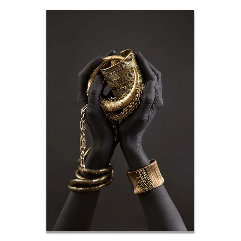 Black-and-Gold-Hand-With-Gold-Bracelet-Oil-Painting-on-Canvas-African-Art-Posters-and-Prints (5)