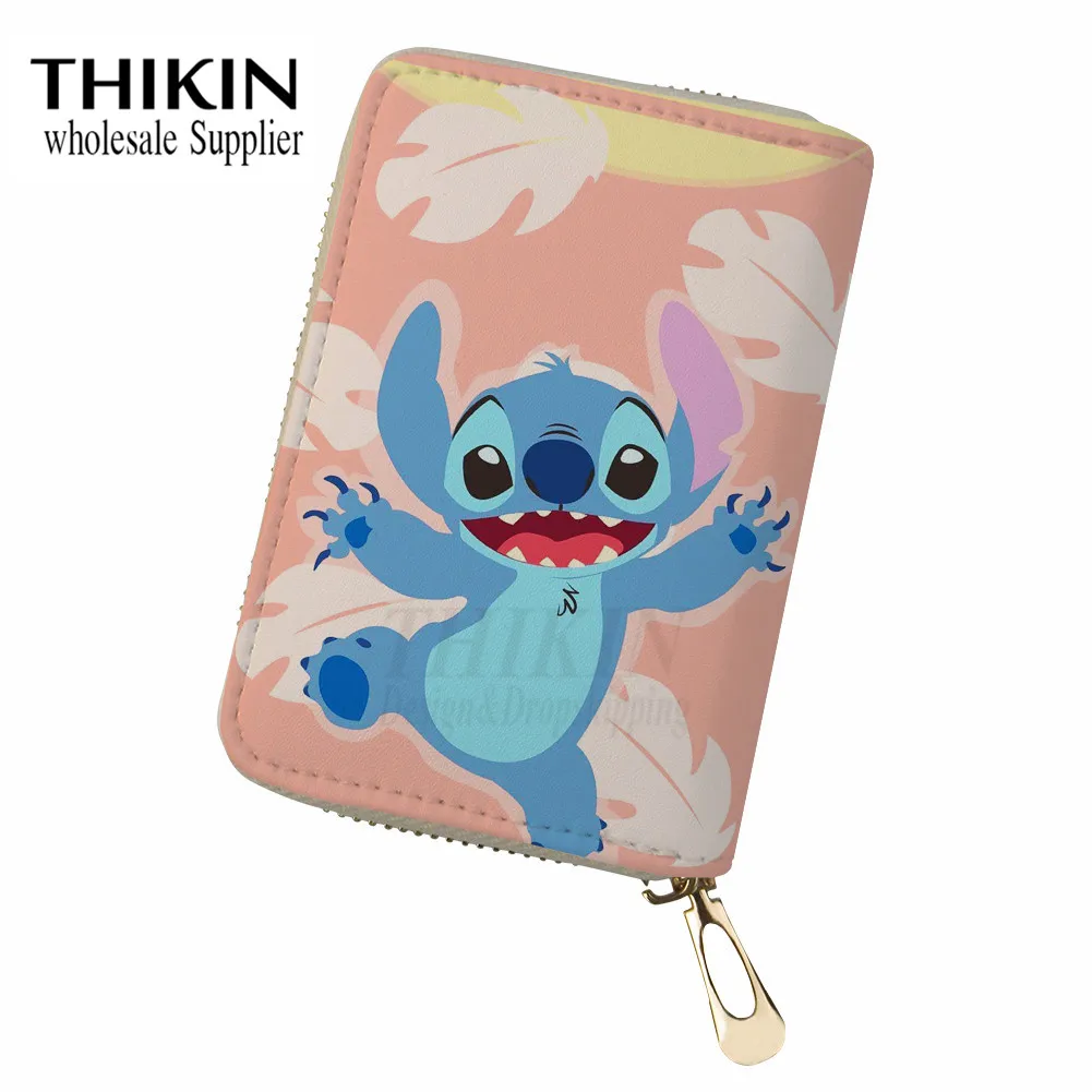 Женский держатель для карт THIKIN Lilo& Stitch, для пластиковых карт, синий, маленький монстр, с принтом, кожаный кошелек, для паспорта, женский, предотвращающий появление карт - Цвет: as picture