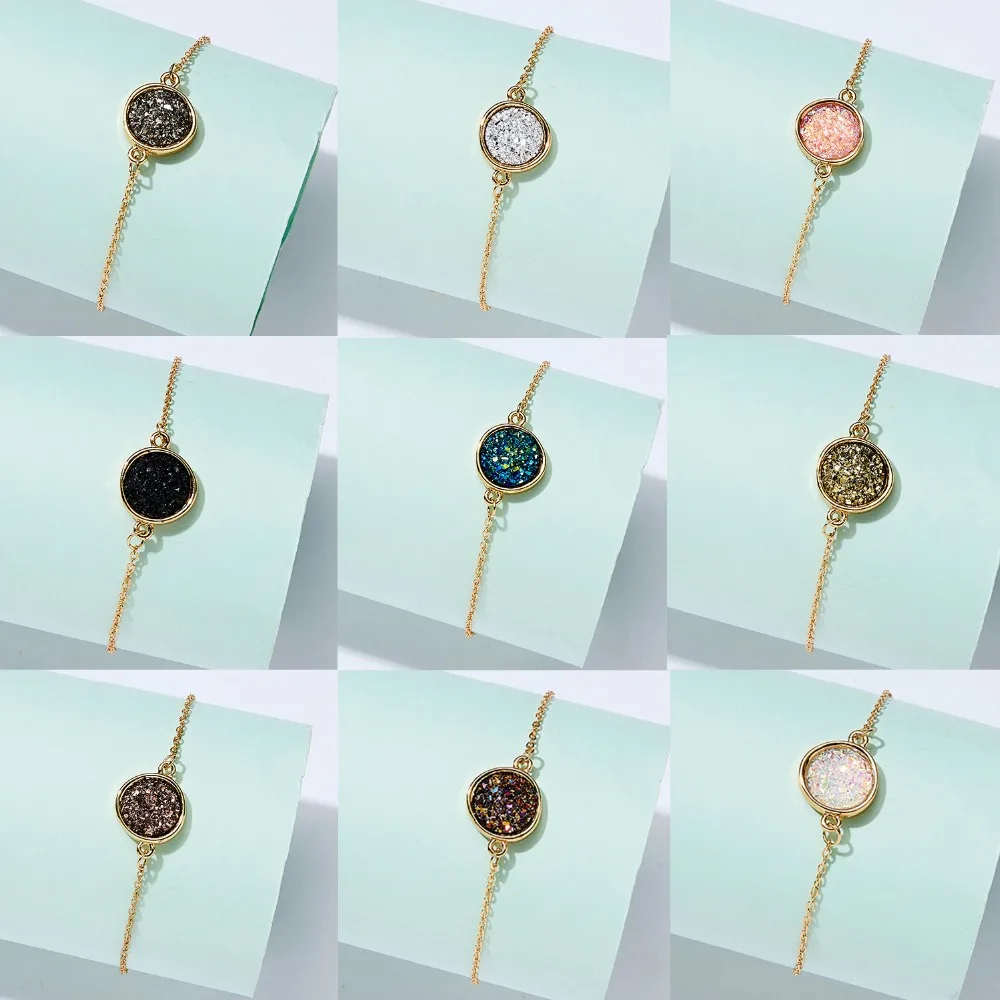 RINHOO браслеты с подвесками и браслеты простой круговой кластерный браслет красочные круглые каменные браслеты кристаллические браслеты ювелирные украшения подарок