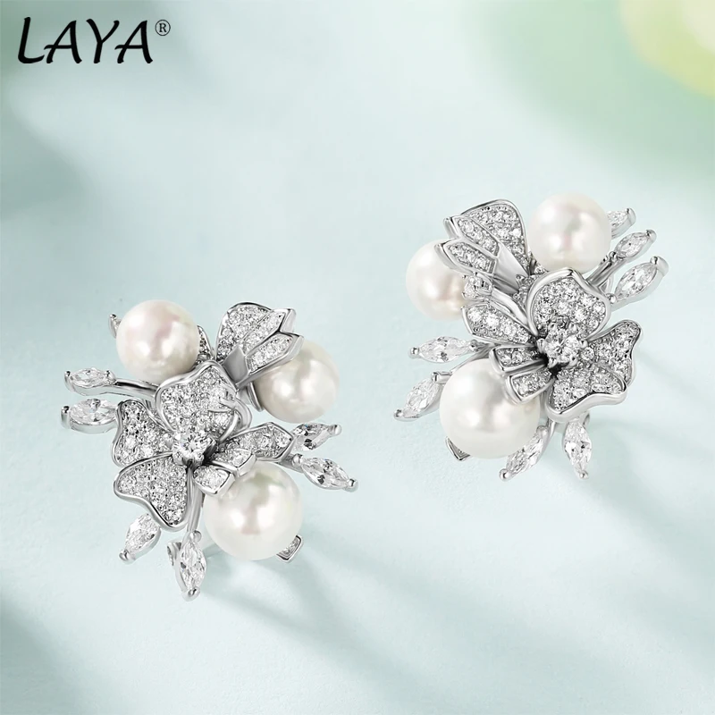 LAYA 샤이닝 지르콘 쉘 진주 귀걸이 반지 목걸이 세트, 여성용 웨딩 럭셔리 쥬얼리 2022 트렌드