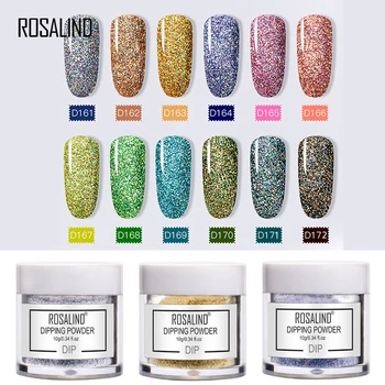 

ROSALIND Dip Powder Nail Art Polish Gradient Shining Chrome Pigment Dipping Powder Set Holographic Glitter Nail Flakes Sequins