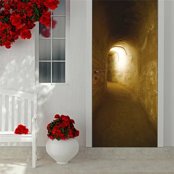 

Door Stickers Home Decor Renew Retro Staircase Cave PVC Mural Paper Print Art Picture Self Adhesive Waterproof Wall For Bedroom