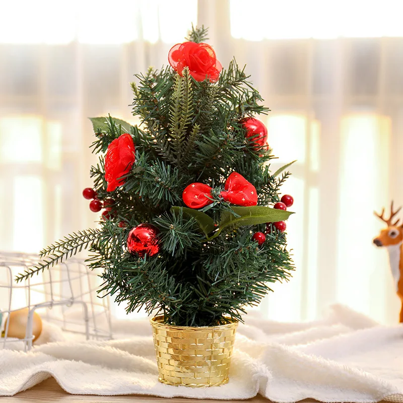 

Red Mini Desktop Christmas Tree Closet Hotel Mall Decorations Ornaments Celebrate Supplies Artificial Tree Ornaments for Home